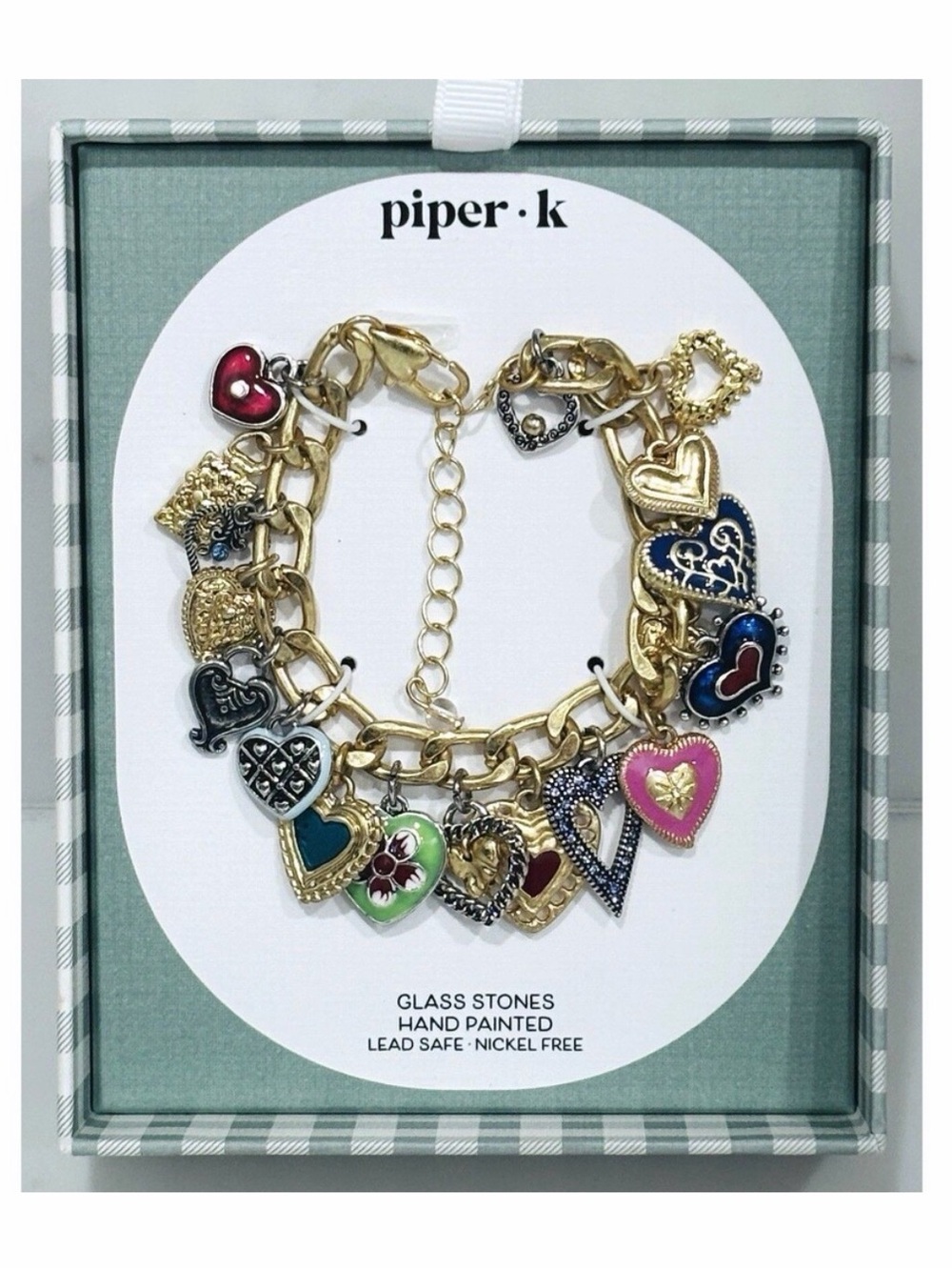 NWT ⚜️💖⚜️ Piper K Viral Gorgeous Brighton Style  Multi Heart Charm Bracelet